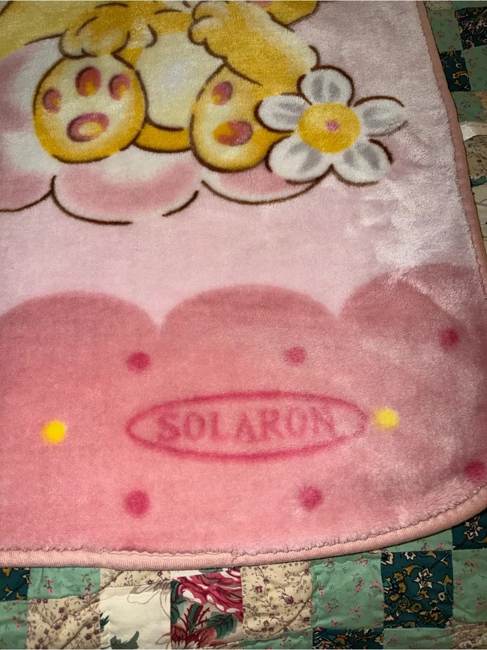 Solaron Vintage Plush Mink Baby Moon and Bear Baby Blanket. Near Mint